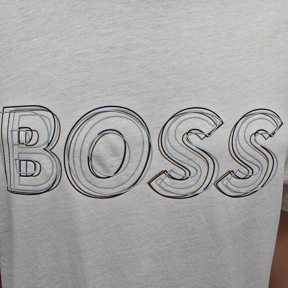 BOSS Hugo Boss Tee 1 T-shirt White Artwork Logo Graphic Size L Crewneck - Picture 6 of 15